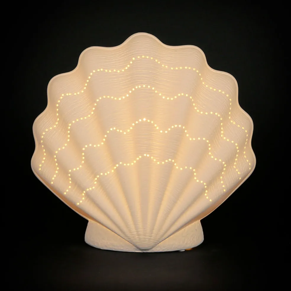 Lampe en porcelaine blanc h21.5cm - Coquillage
