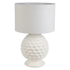 Lampe en porcelaine et lin blanc h59cm - Phebe