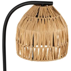 Lampe en raphia et fer naturel et noir h50cm - Tulum