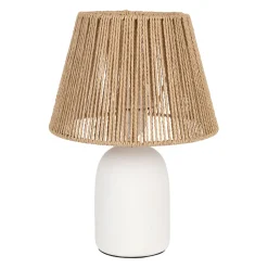 Lampe en terre cuite blanc mate et naturel h32cm - Nira