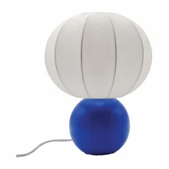 Lampe en terre cuite et coton bleu h33cm