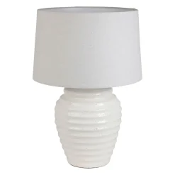 Lampe en terre cuite et lin blanc h59cm - Tahra