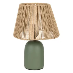 Lampe en terre cuite émeraude mate et naturel h32cm - Nira