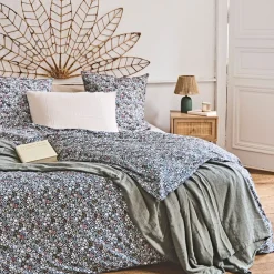 Lampe en terre cuite émeraude mate et naturel h32cm - Nira