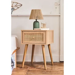 Lampe en terre cuite émeraude mate et naturel h32cm - Nira