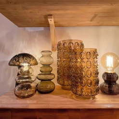 Lampe en verre fumé noir h12cm - Eli