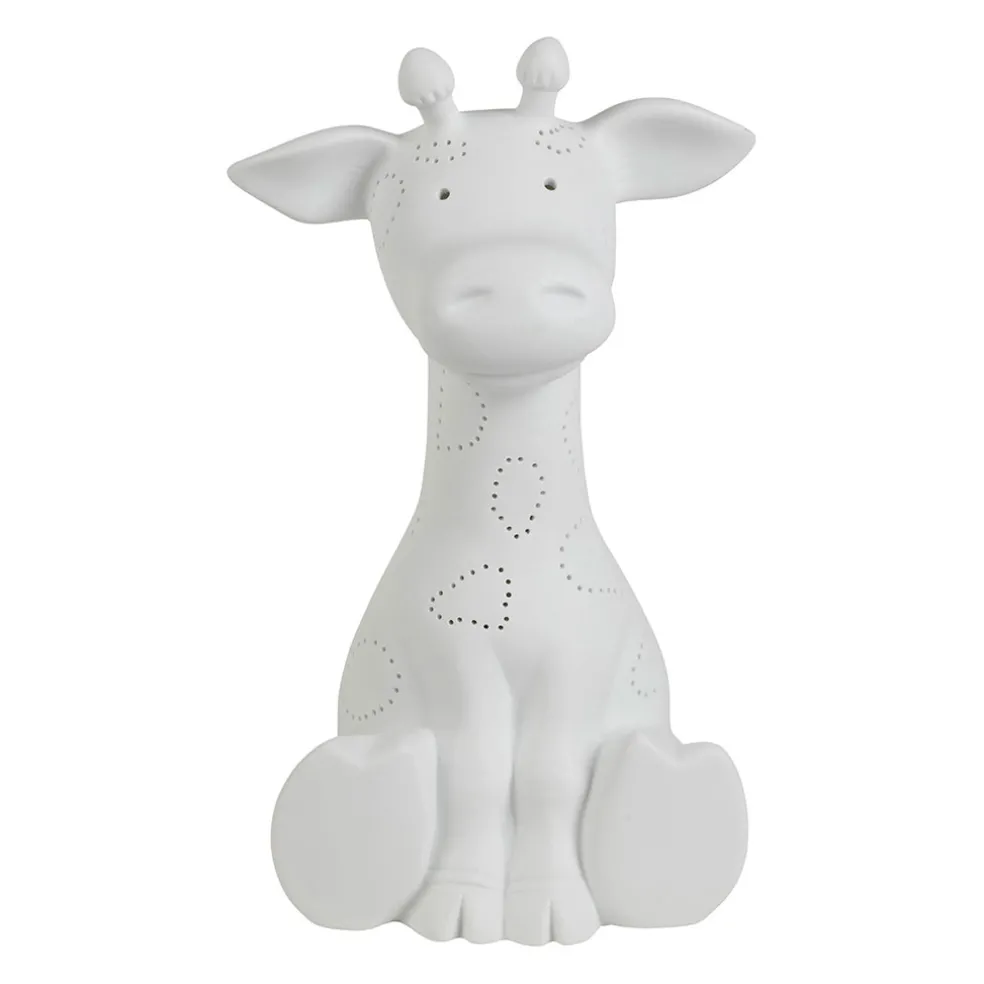 Lampe led girafe en procelaine blanc