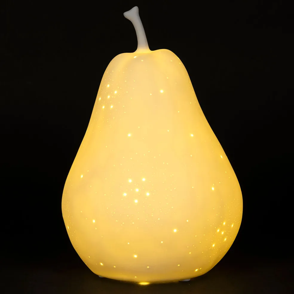 Lampe led poire en porcelaine blanc h24cm - Poire