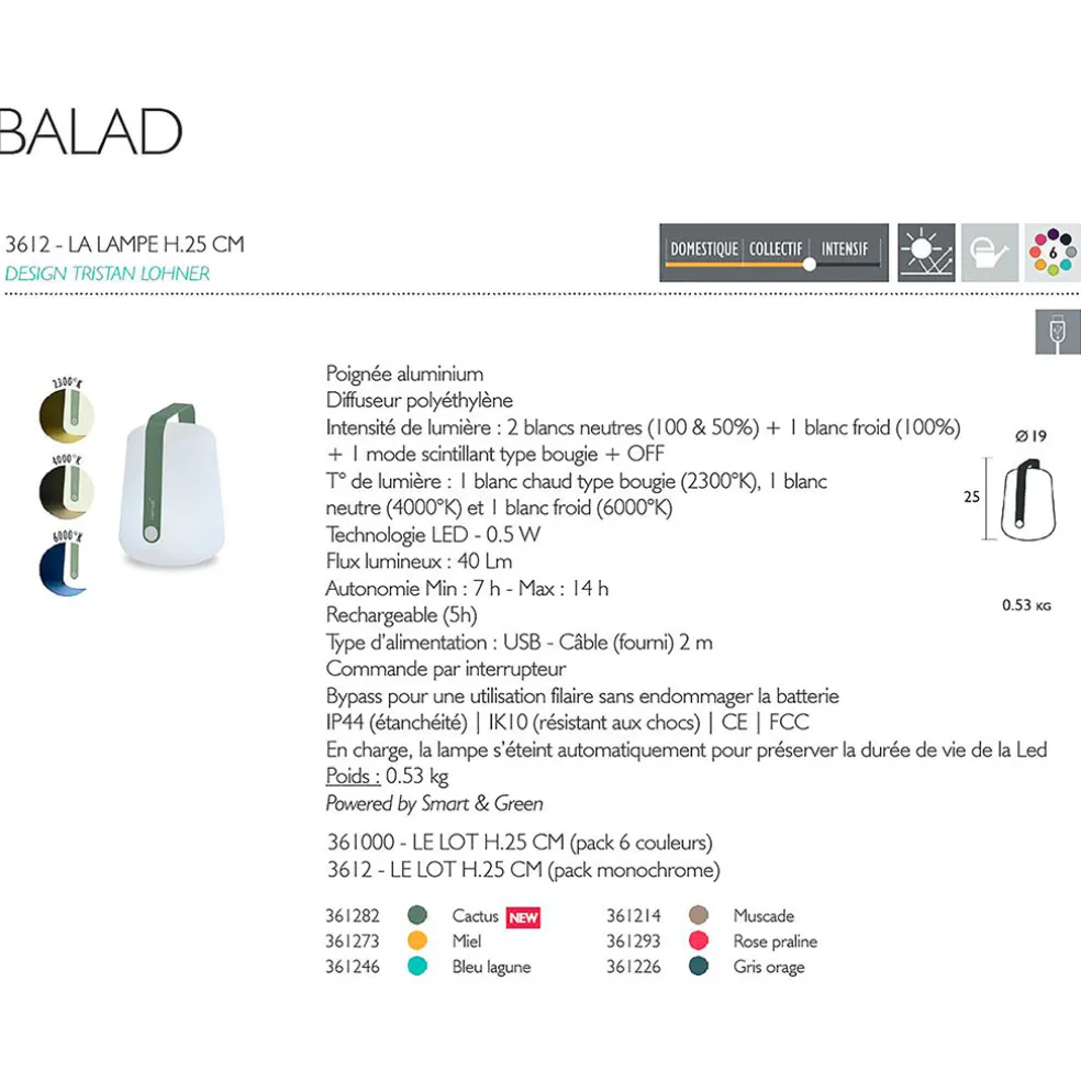 Lampe nomade cactus h25cm - Balad