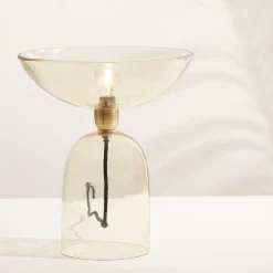 Lampe ronde en verre h33.5cm ambre - champart