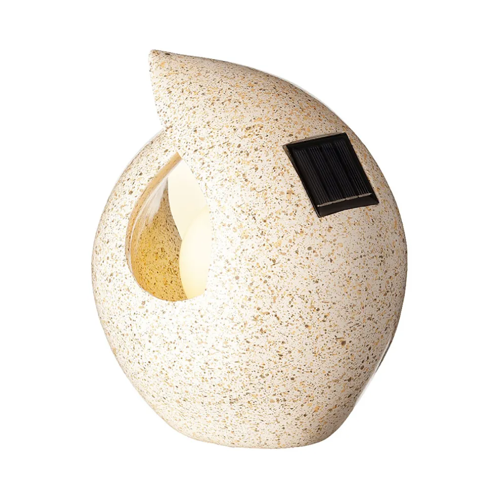 Lampe solaire en polyrésine beige