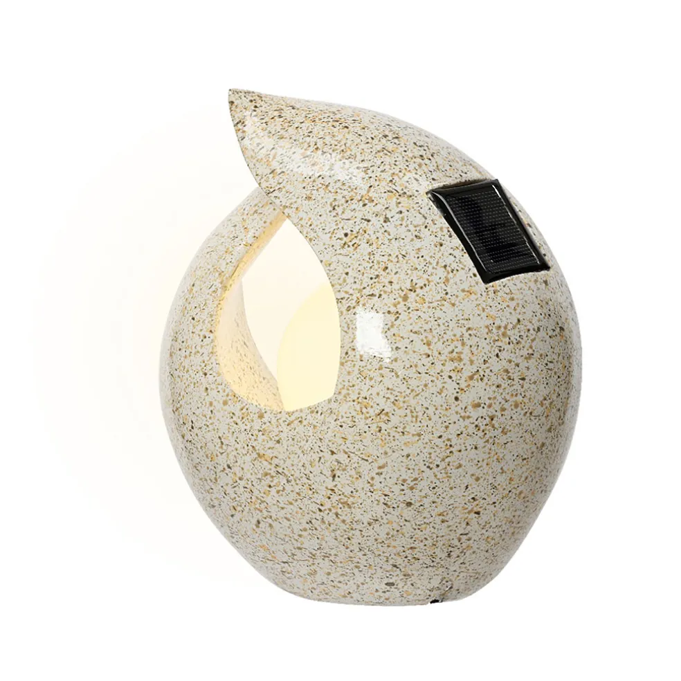 Lampe solaire en polyrésine beige