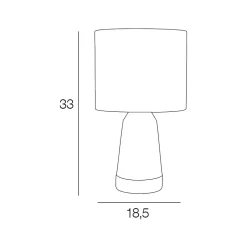 Lampe touch métal effet bois et coton blanc h33cm - Baltik