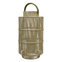 Lanterne en fer et osier blanc h75cm - Pasil