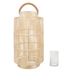 Lanterne en fer et osier blanc h75cm - Pasil