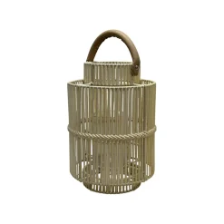 Lanterne en fer et osier blanc h45cm - Pasil
