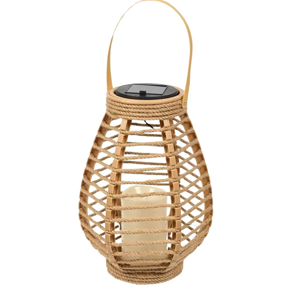 Lanterne solaire effet bougie naturel h26cm