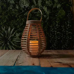 Lanterne solaire effet bougie naturel h26cm
