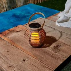 Lanterne solaire effet bougie naturel h15cm