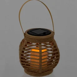 Lanterne solaire effet bougie naturel h15cm