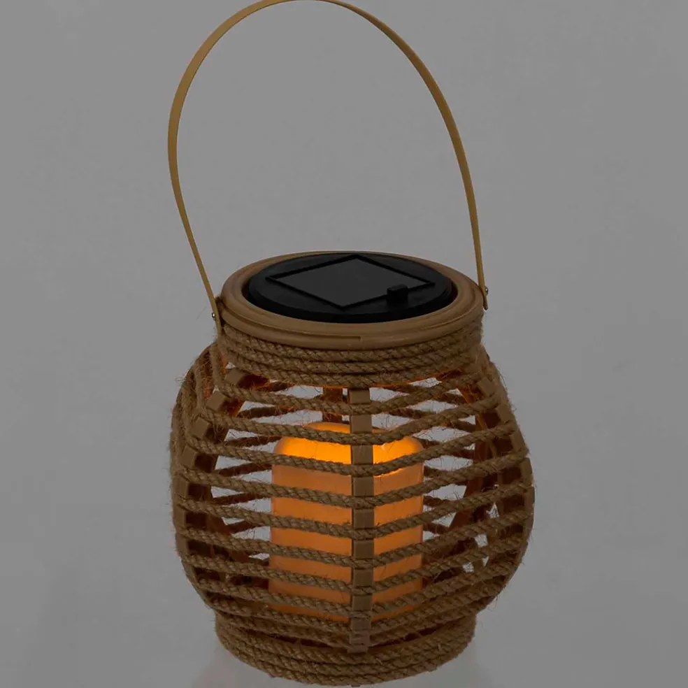 Lanterne solaire effet bougie naturel h15cm