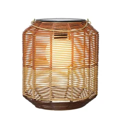 Lanterne solaire en résine tressée brun h28cm