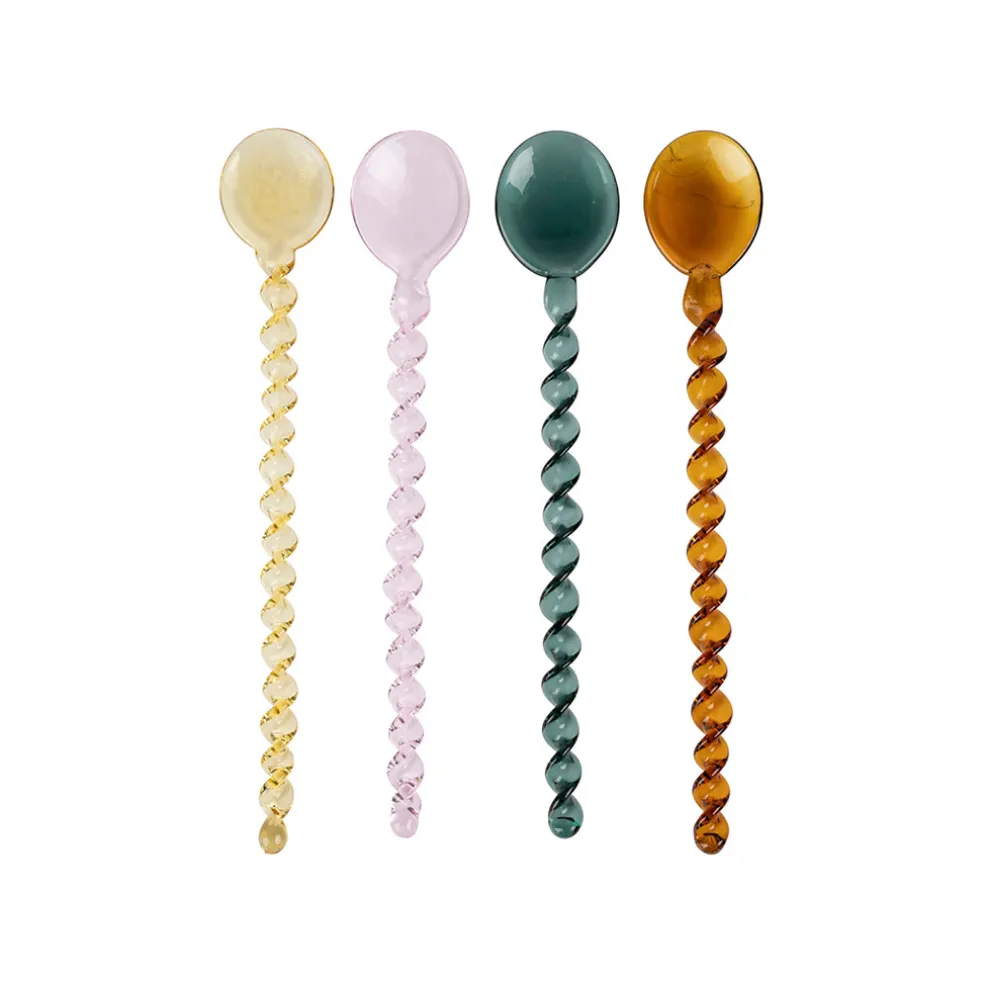 Lot de 4 agitateurs en verre borosilicate multicolore h17cm - Funny