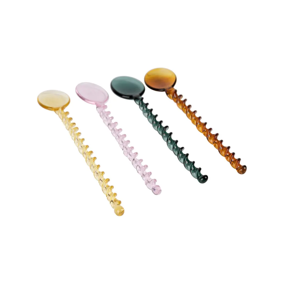 Lot de 4 agitateurs en verre borosilicate multicolore h17cm - Funny