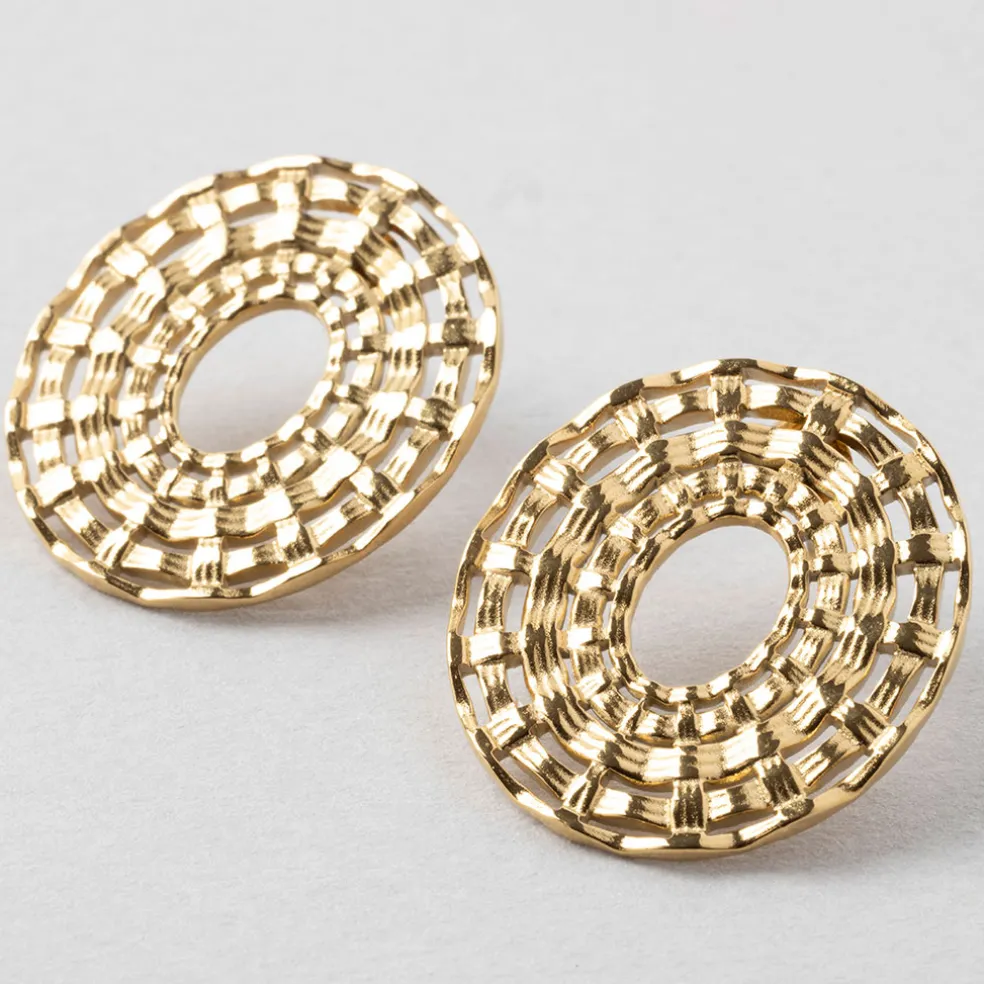 Lot de 2 boucles d'oreille en acier inoxydable doré h25mm