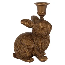 Lot de 2 bougeoirs lapin en poudre de pierre et fer mordoré - Floreal