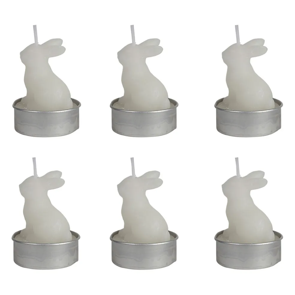 Lot de 6 bougies lapin blanc 2h - Floreal