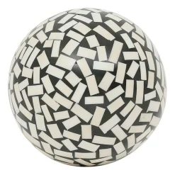 Lot de 6 boules décoratives en résine noir et blanc d10cm - Etnik