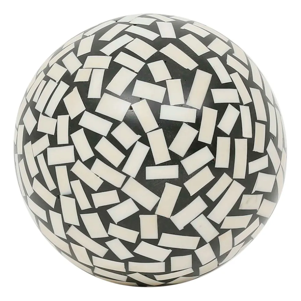 Lot de 6 boules décoratives en résine noir et blanc d10cm - Etnik