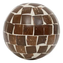 Lot de 6 boules décoratives en résine brun et blanc d10cm - Komati