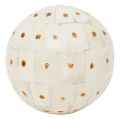 Lot de 6 boules décoratives en résine brun et blanc d10cm - Komati