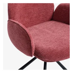Lot de 2 chaises pivotantes en tissu rouge parme - Omida