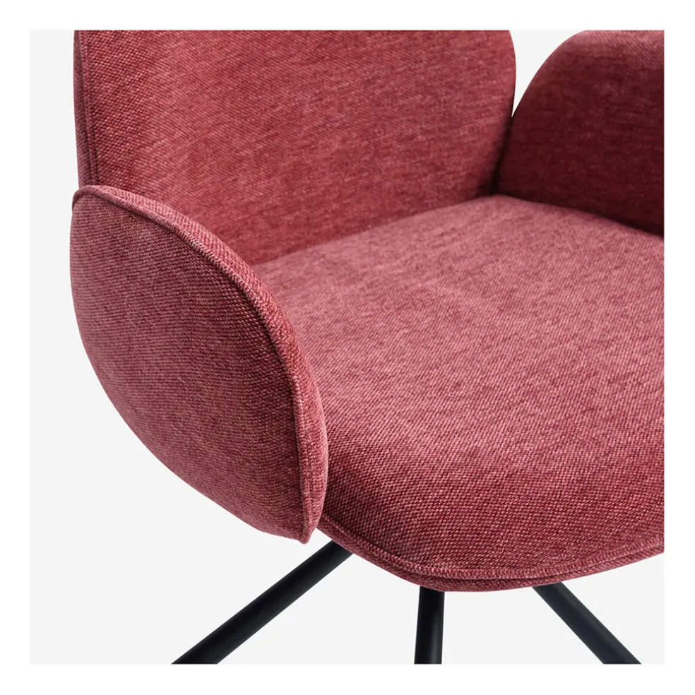 Lot de 2 chaises pivotantes en tissu rouge parme - Omida