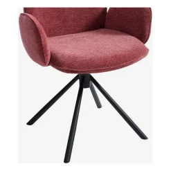 Lot de 2 chaises pivotantes en tissu rouge parme - Omida