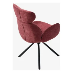 Lot de 2 chaises pivotantes en tissu rouge parme - Omida