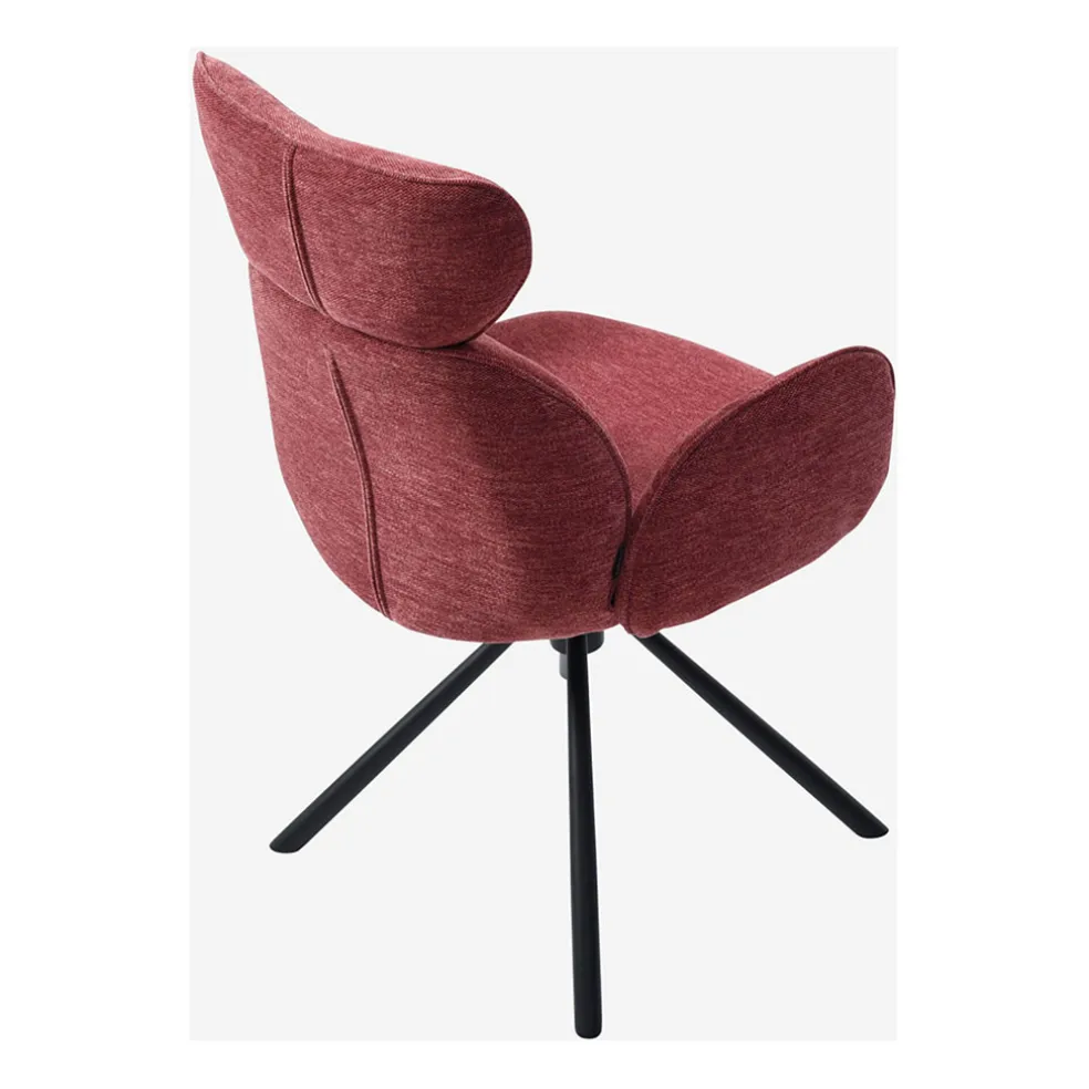 Lot de 2 chaises pivotantes en tissu rouge parme - Omida