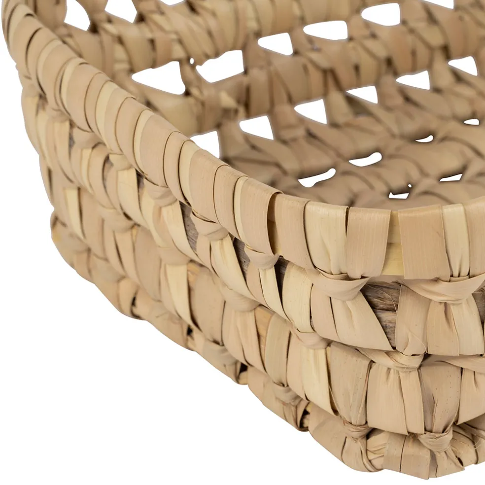 Lot de 2 corbeilles en feuille de palmier naturel 25x20xh10cm - Beezz