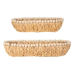 Lot de 2 corbeilles en Jacynthe d'eau et fer naturel - Eté A La Mer