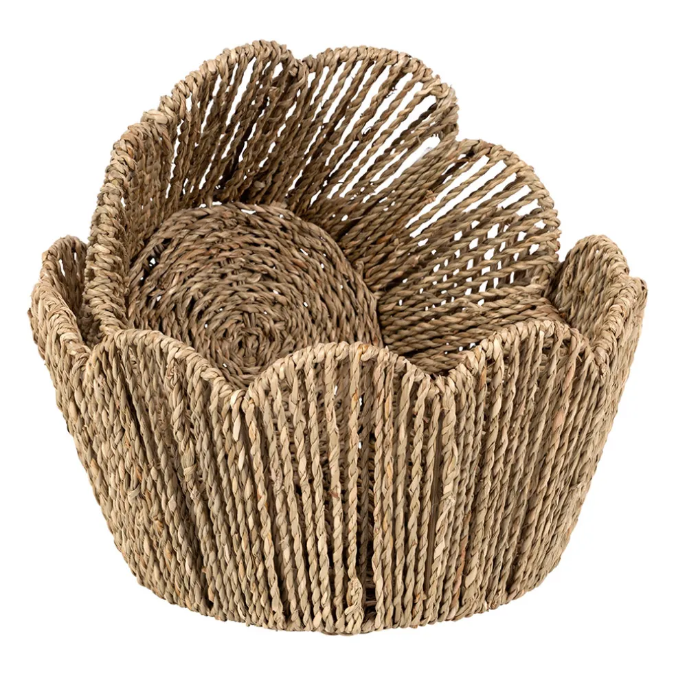 Lot de 2 corbeilles en jonc de mer naturel - Chaumière