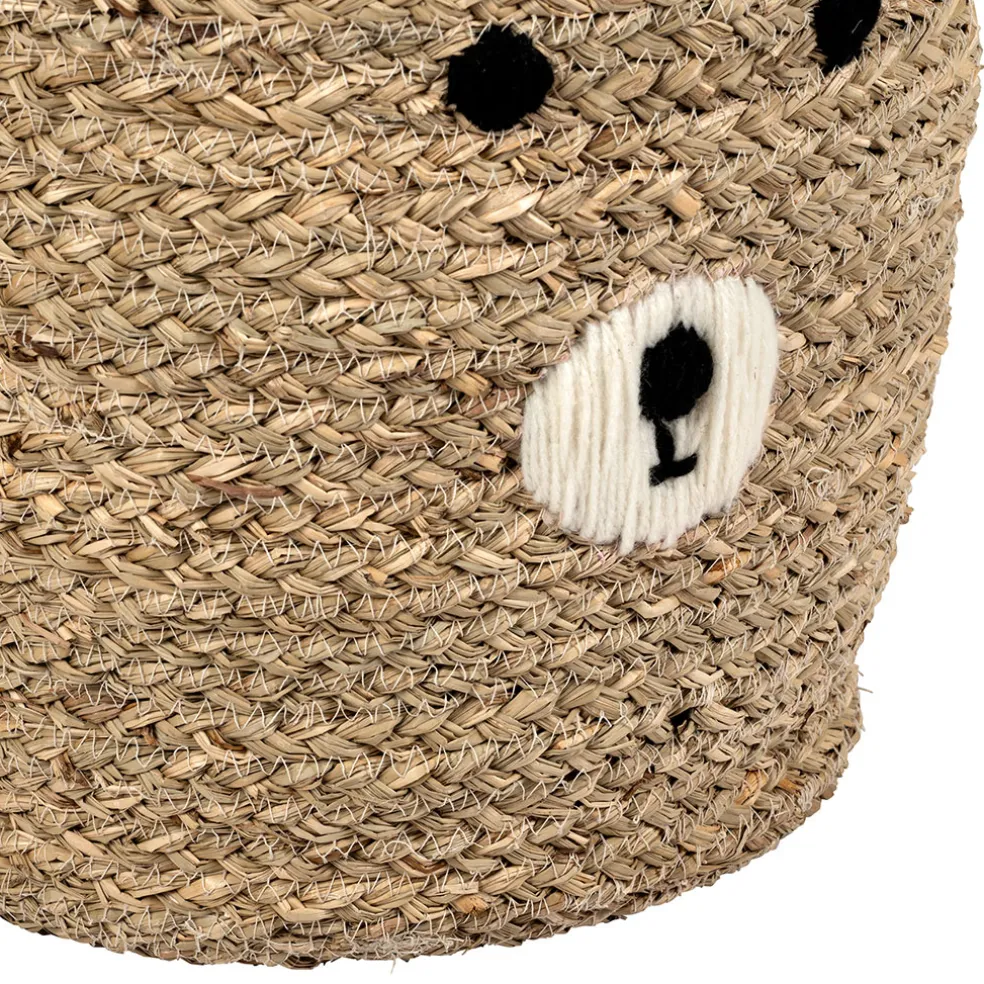 Lot de 2 corbeilles en jonc de mer naturel d31.5xh45cm - Famille