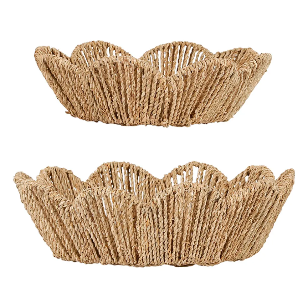 Lot de 2 corbeilles en jonc de mer et fer naturel - Chaumiere