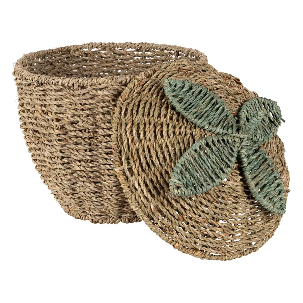 Lot de 2 corbeilles fraise en jonc de mer naturel et vert - Les Fruits