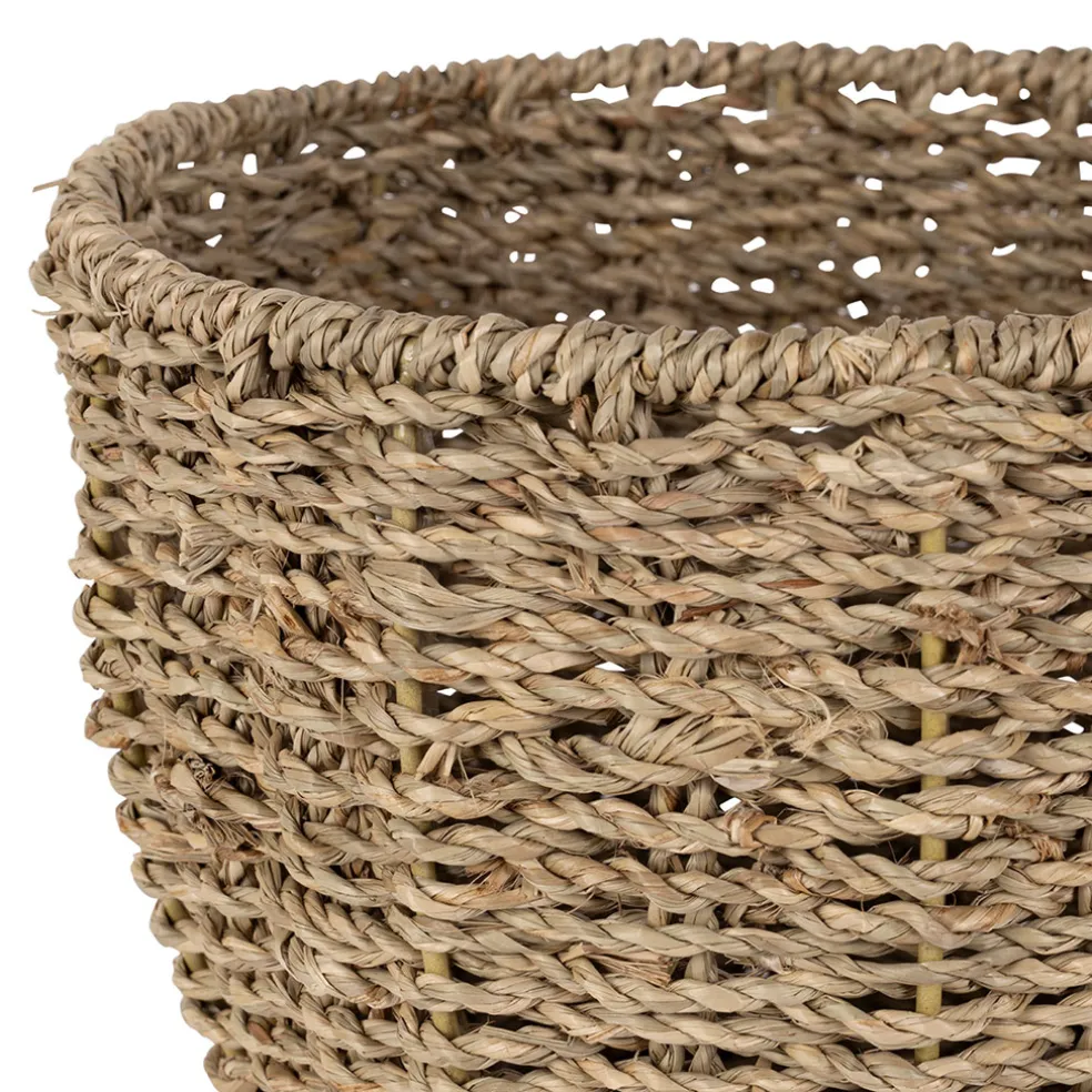 Lot de 2 corbeilles fraise en jonc de mer naturel et vert - Les Fruits