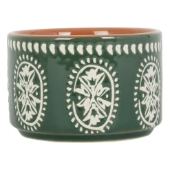 Lot de 3 coupelles en grès et plateau terracotta, vert et blanc - romance vegetal