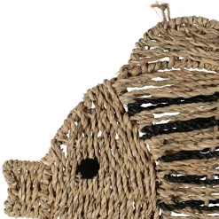 Lot de 2 décoration murale poisson en jonc de mer naturel et bleu - Eté A La Mer