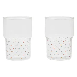 Lot de 2 gobelets en verre coeur 30 cl - famille